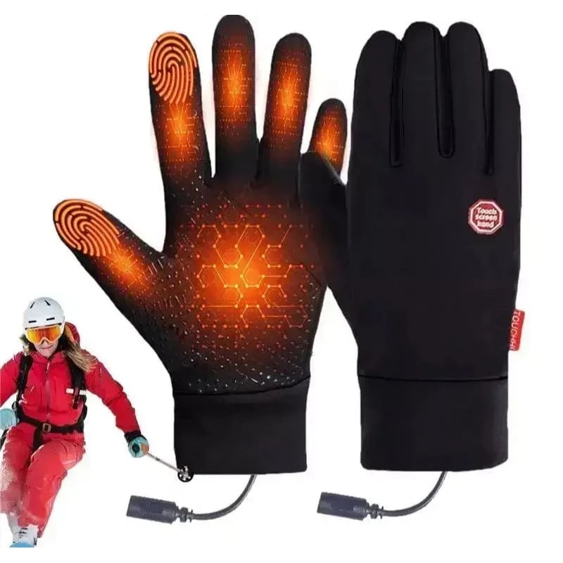 Rechargeable Heated Gloves with Touchscreen Fingertips Non-Slip Grip and Zipper Back - Image 1