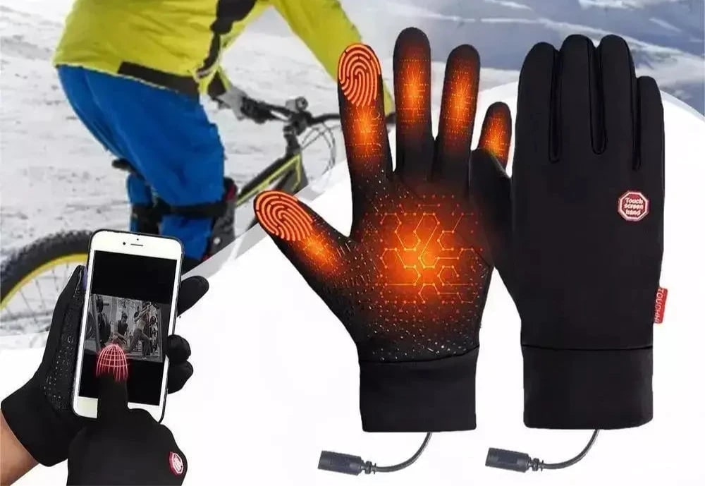 Rechargeable Heated Gloves with Touchscreen Fingertips Non-Slip Grip and Zipper Back - Image 2