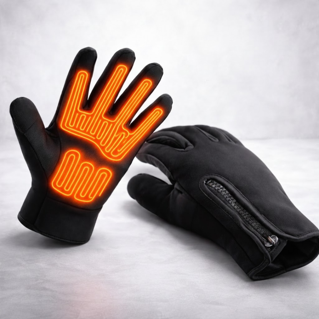 Rechargeable Heated Gloves with Waterproof Shell and Battery Pocket for Skiing - Image 1