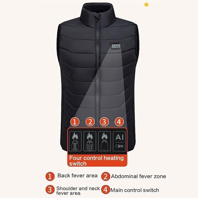Rechargeable Heated Vest with Multiple Heating Zones and USB Battery Pack - Image 5