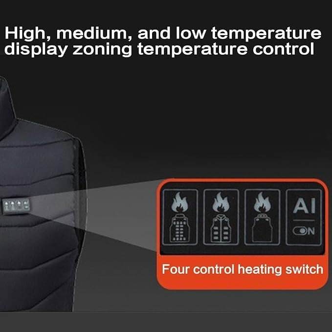 Rechargeable Heated Vest with Multiple Heating Zones and USB Battery Pack - Image 7
