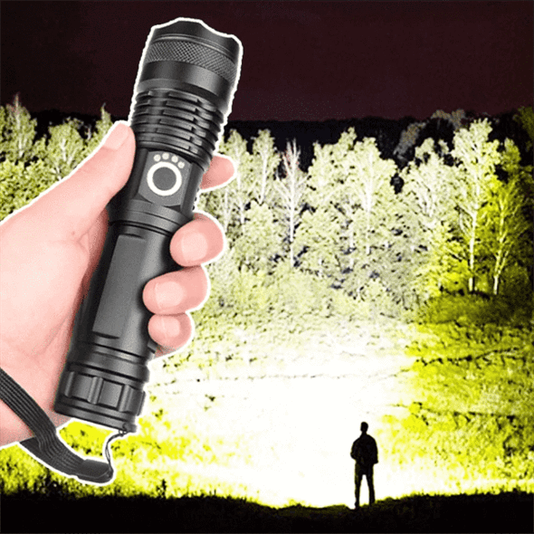 Rechargeable LED Flashlight with Super Bright Zoomable Beam and Waterproof Aluminum Body - Image 2