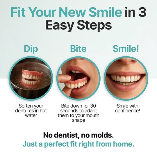 Removable Denture Set with Flexible Cushion Grip and Storage Case - Image 7