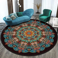 Round Area Rug with Geometric Mandala Pattern and Bohemian Tribal Motifs - Image 2