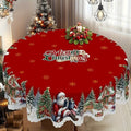 Round Christmas Tablecloth with Scalloped Edges and Festive Holiday Print - Image 1