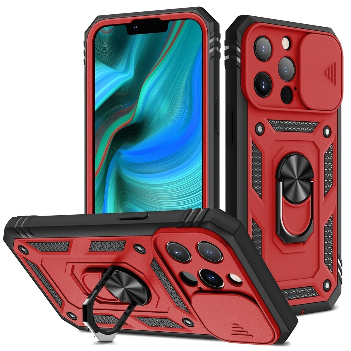 Rugged Shockproof Phone Case with Sliding Camera Cover and Kickstand - Image 4