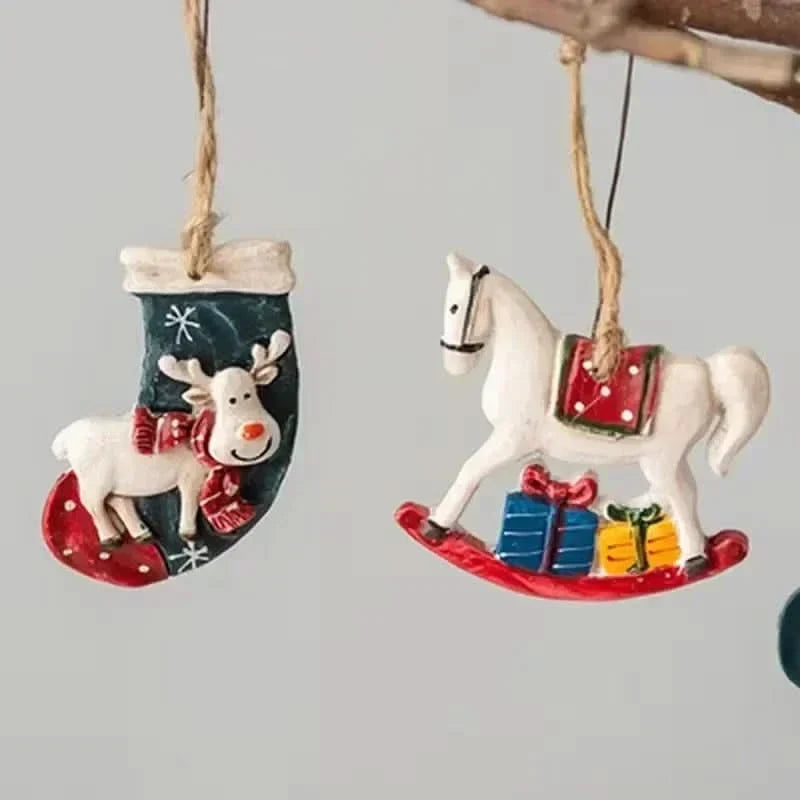 Rustic Resin Christmas Ornament with Hand-Painted Details and Jute String - Image 6