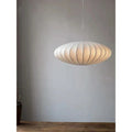 Saucer Pendant Light with Translucent Silk Shade and Vertical Ribbing - Image 1