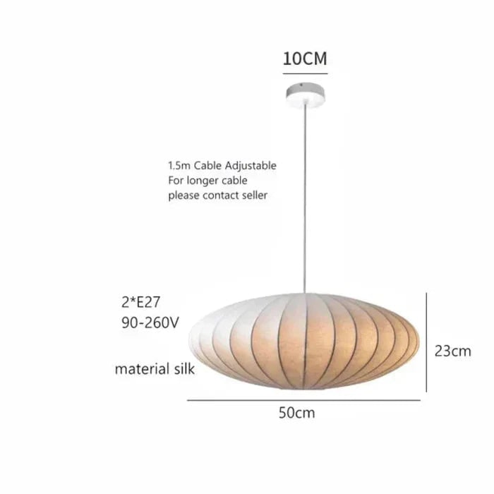 Saucer Pendant Light with Translucent Silk Shade and Vertical Ribbing - Image 3