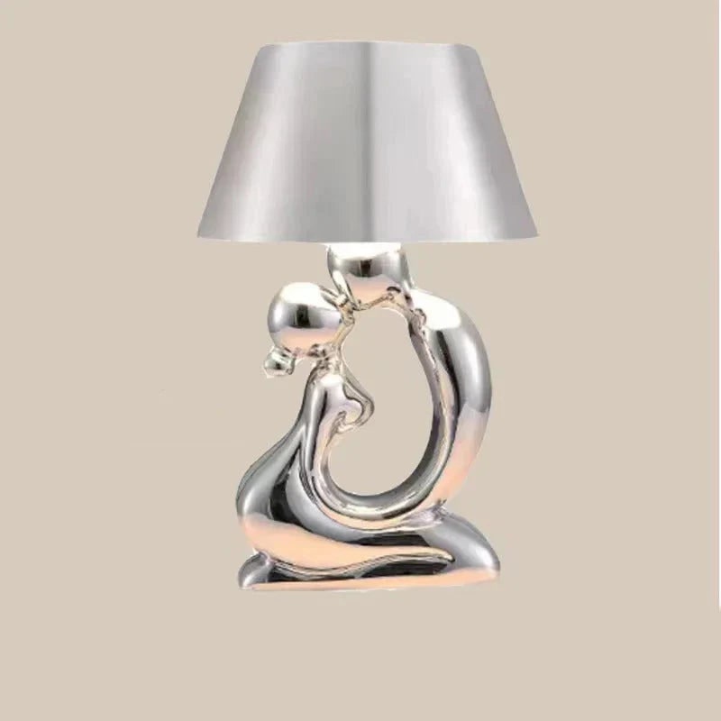 Sculpture Table Lamp with Abstract Human Base and Metallic Cone Shade for Modern - Image 4