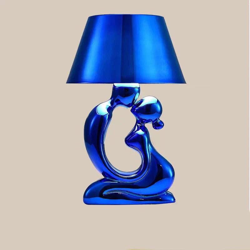 Sculpture Table Lamp with Abstract Human Base and Metallic Cone Shade for Modern - Image 6