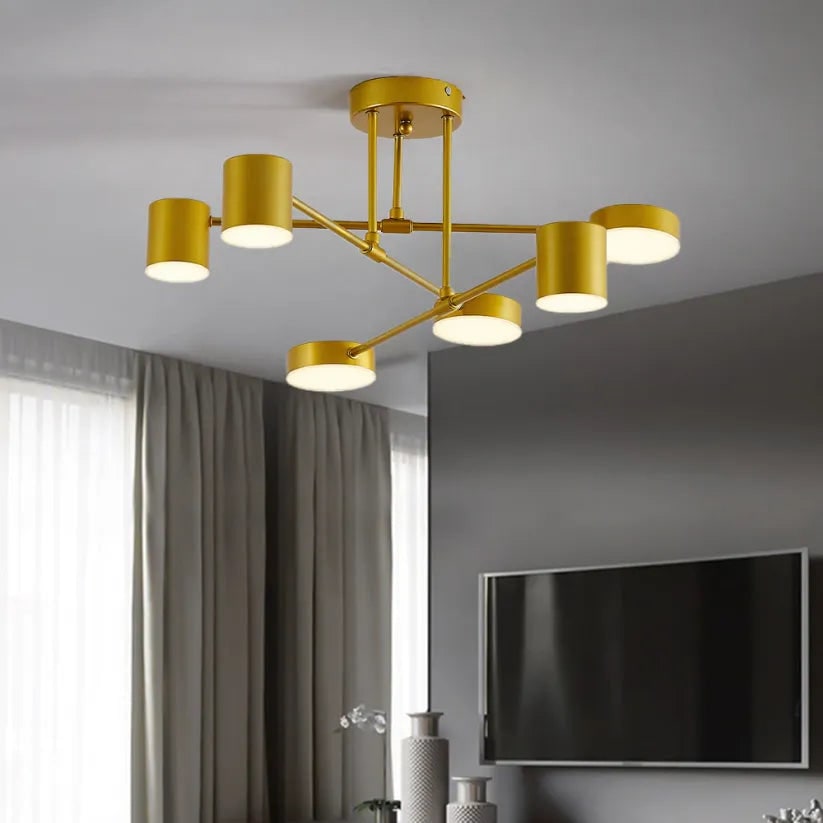Semi Flush Ceiling Light Fixture with 6 LED Heads and Geometric Design - Image 2