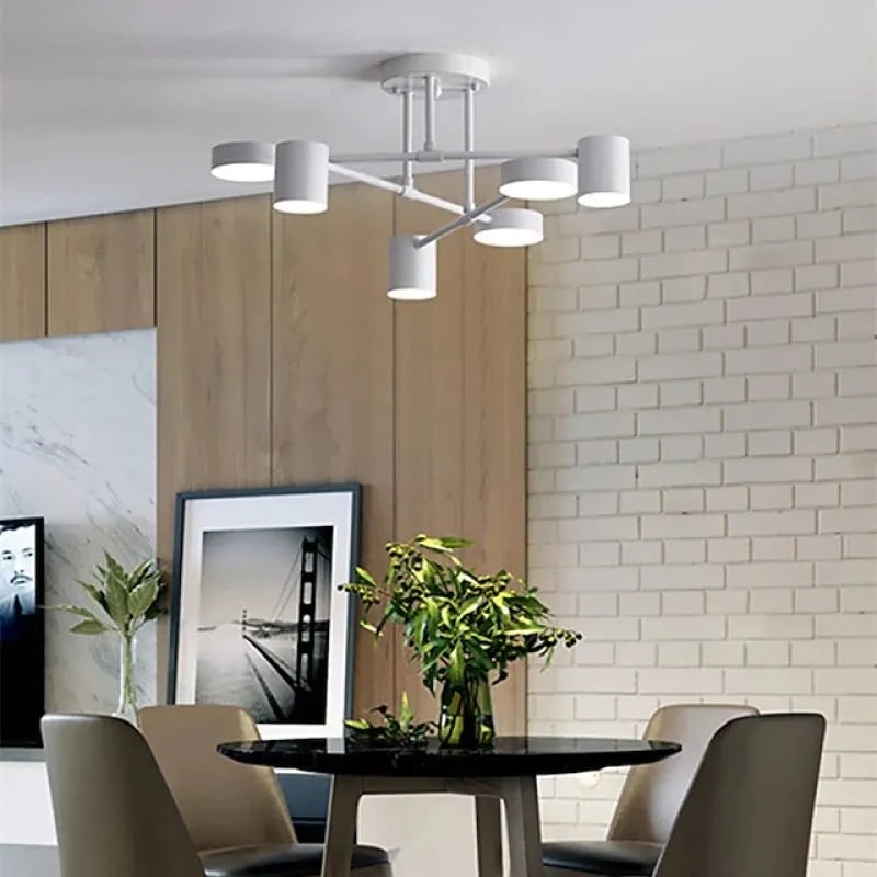 Semi Flush Ceiling Light Fixture with 6 LED Heads and Geometric Design - Image 3