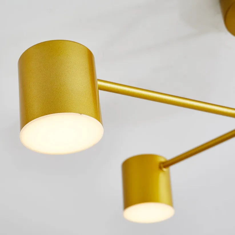 Semi Flush Ceiling Light Fixture with 6 LED Heads and Geometric Design - Image 4