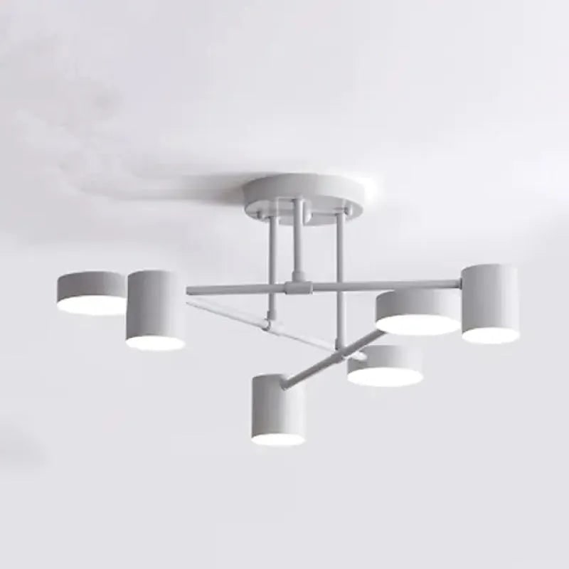 Semi Flush Ceiling Light Fixture with 6 LED Heads and Geometric Design - Image 5