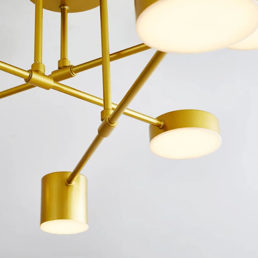 Semi Flush Ceiling Light Fixture with 6 LED Heads and Geometric Design - Image 6