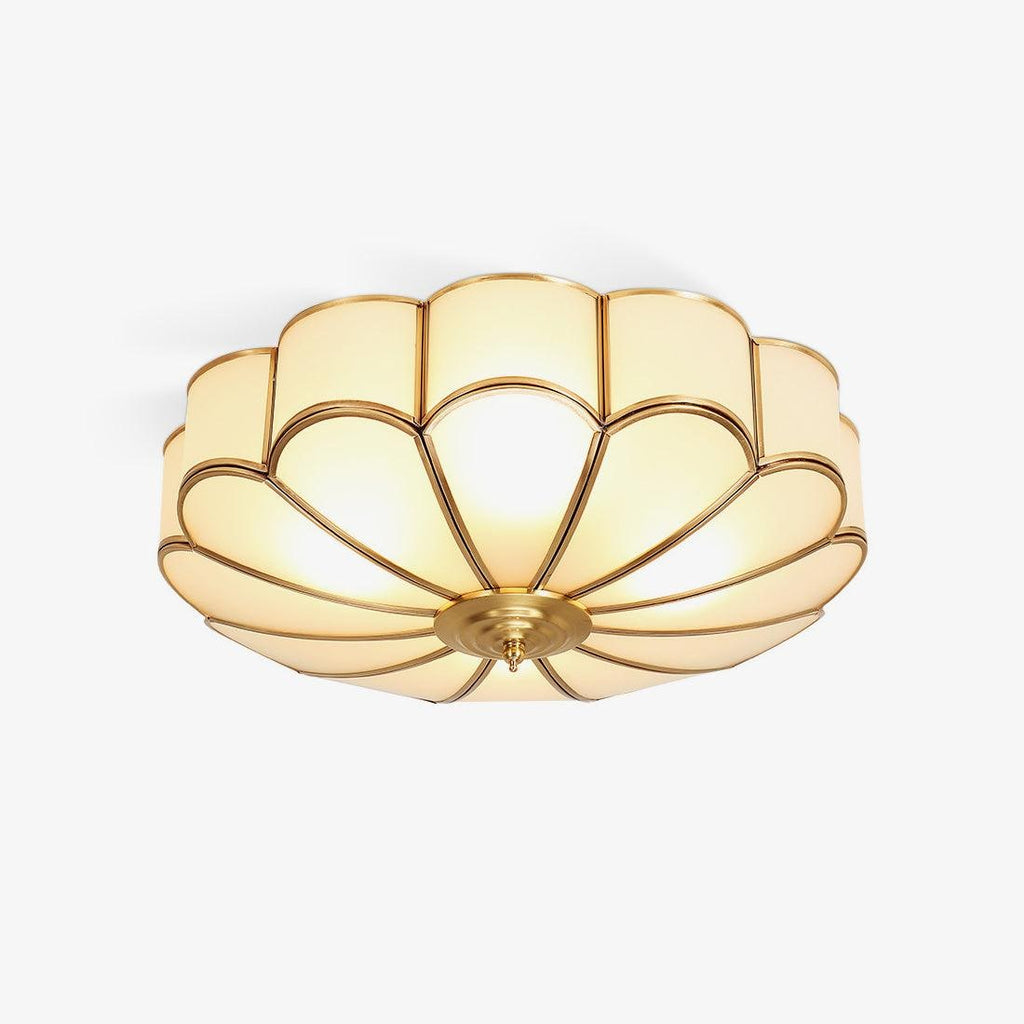 Semi Flush Mount Ceiling Light with Floral Petal Design and Frosted Glass - Image 1