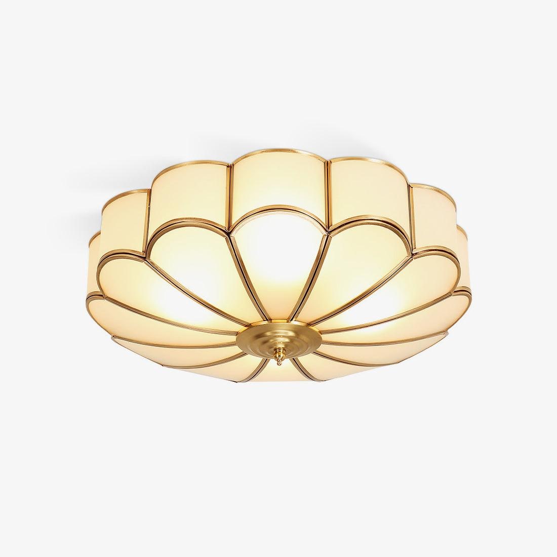 Semi Flush Mount Ceiling Light with Floral Petal Design and Frosted Glass - Image 1