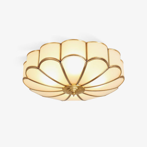 Semi Flush Mount Ceiling Light with Floral Petal Design and Frosted Glass - Image 1