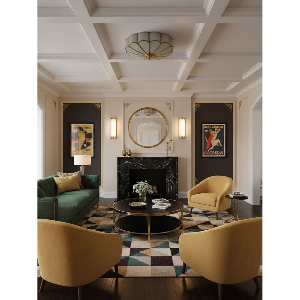 Semi Flush Mount Ceiling Light with Floral Petal Design and Frosted Glass - Image 15