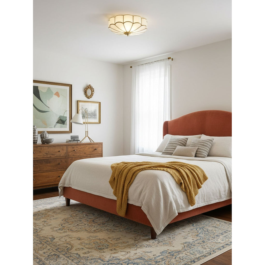 Semi Flush Mount Ceiling Light with Floral Petal Design and Frosted Glass - Image 20