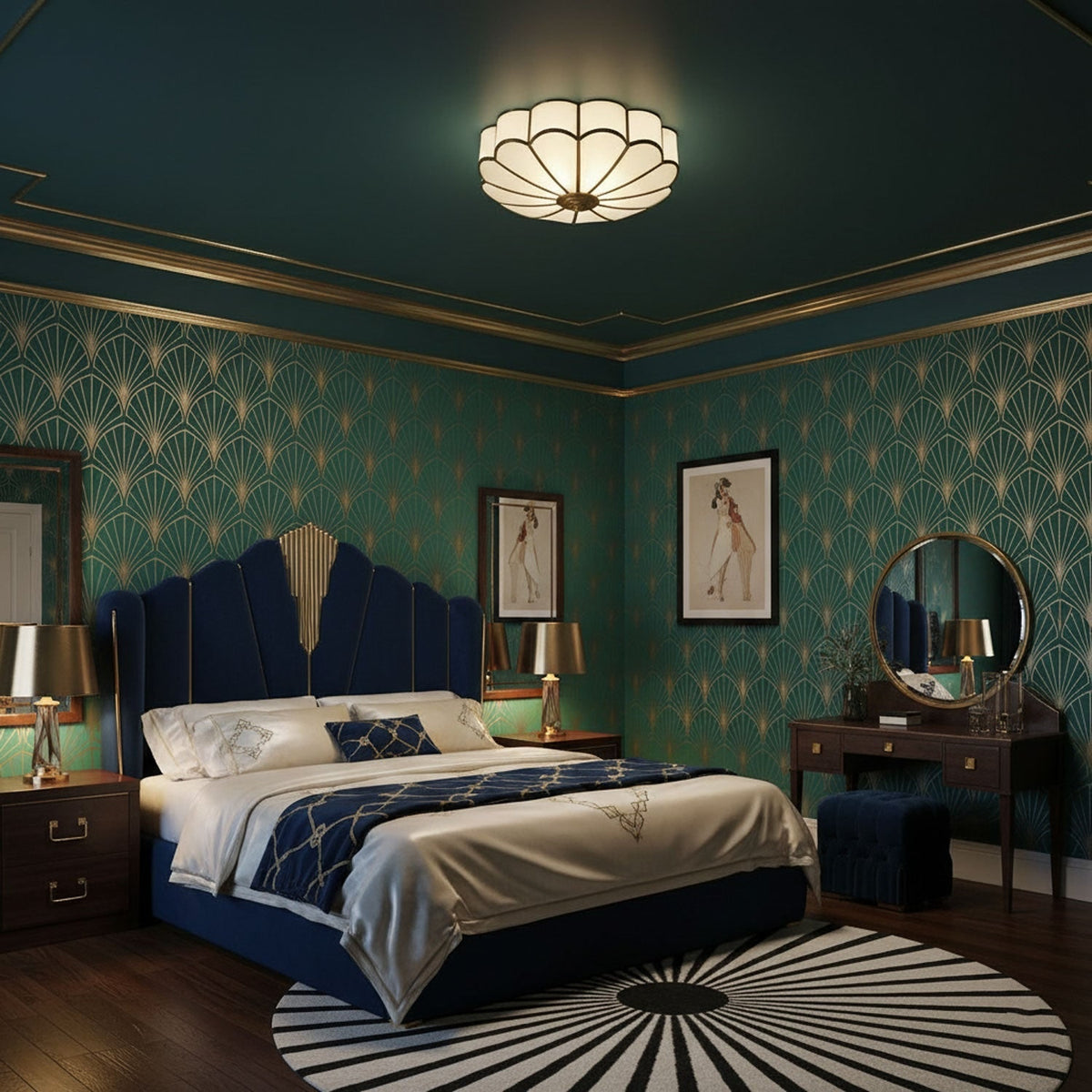 Semi Flush Mount Ceiling Light with Floral Petal Design and Frosted Glass - Image 22