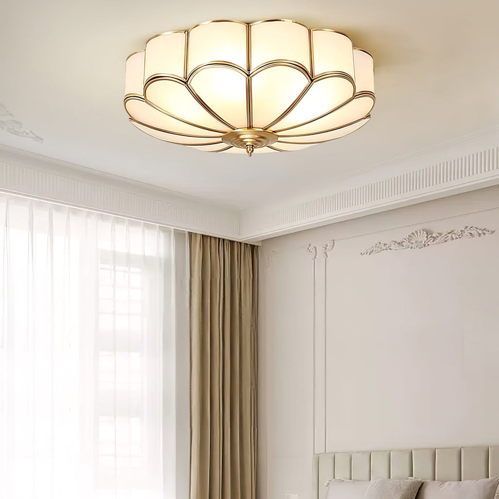 Semi Flush Mount Ceiling Light with Floral Petal Design and Frosted Glass - Image 23