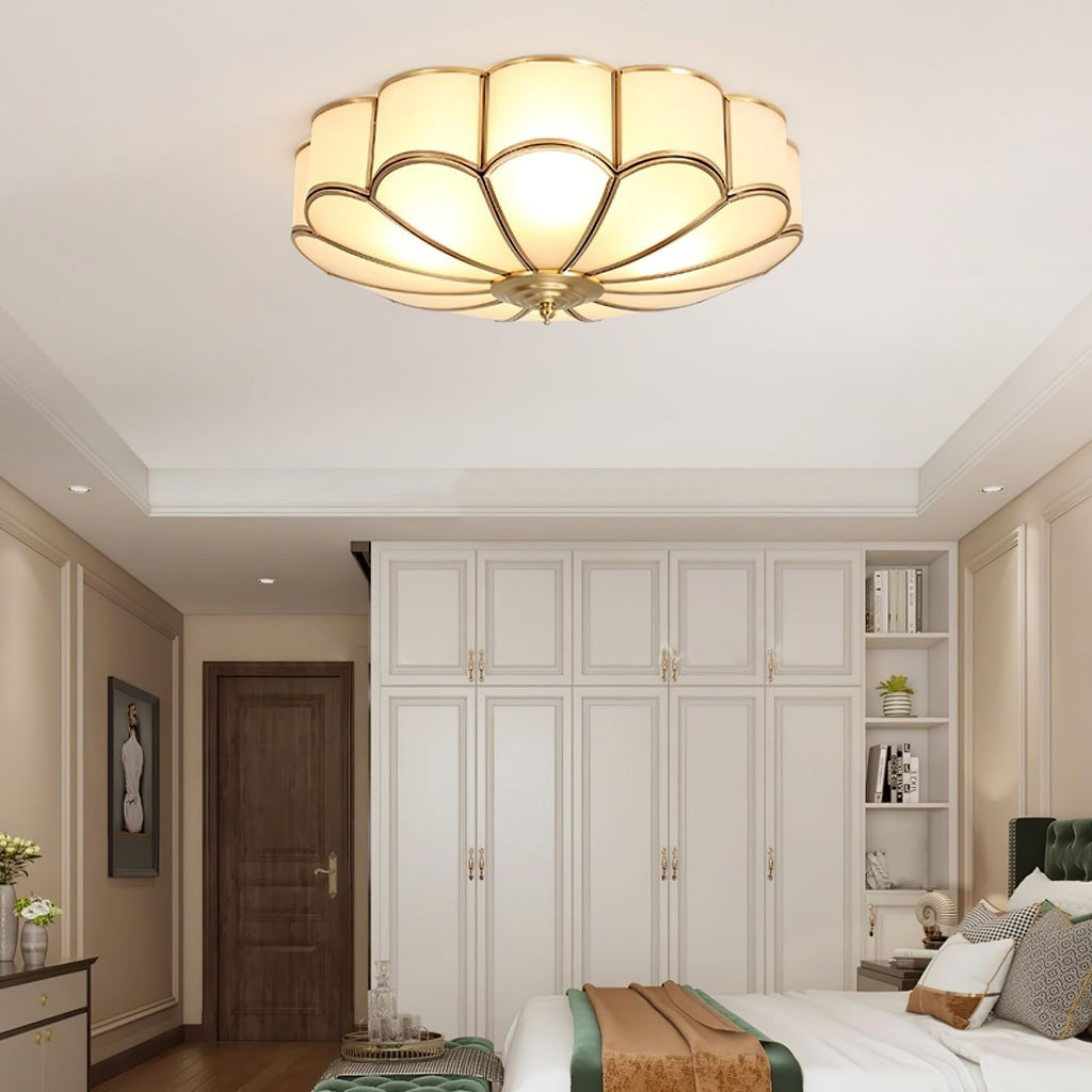 Semi Flush Mount Ceiling Light with Floral Petal Design and Frosted Glass - Image 25