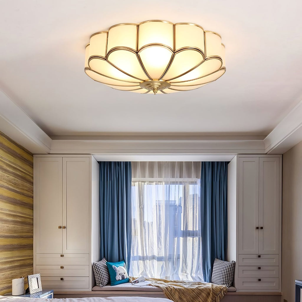 Semi Flush Mount Ceiling Light with Floral Petal Design and Frosted Glass - Image 26