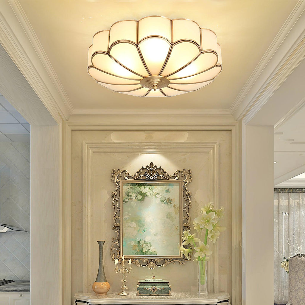Semi Flush Mount Ceiling Light with Floral Petal Design and Frosted Glass - Image 32