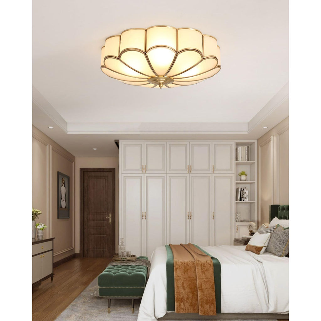 Semi Flush Mount Ceiling Light with Floral Petal Design and Frosted Glass - Image 33