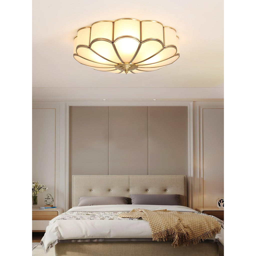Semi Flush Mount Ceiling Light with Floral Petal Design and Frosted Glass - Image 36