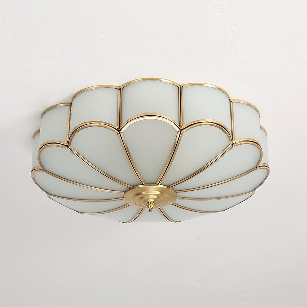 Semi Flush Mount Ceiling Light with Floral Petal Design and Frosted Glass - Image 37