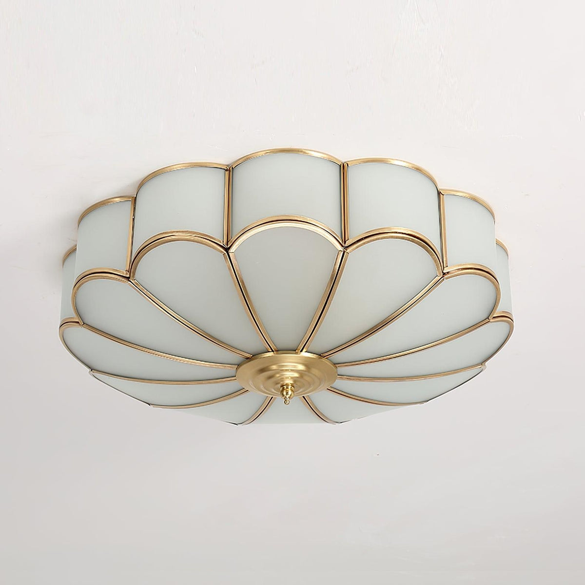 Semi Flush Mount Ceiling Light with Floral Petal Design and Frosted Glass - Image 37