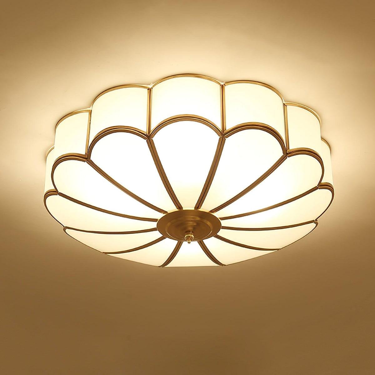 Semi Flush Mount Ceiling Light with Floral Petal Design and Frosted Glass - Image 38
