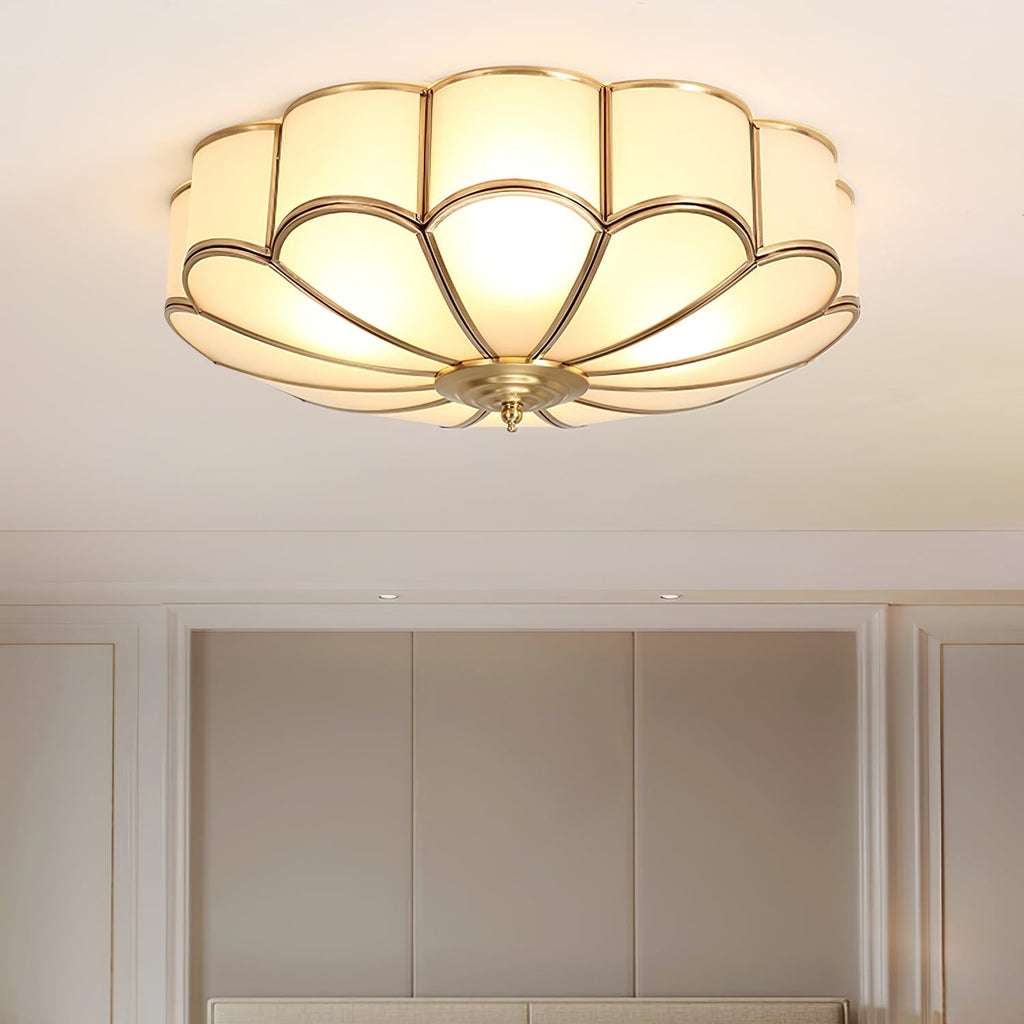 Semi Flush Mount Ceiling Light with Floral Petal Design and Frosted Glass - Image 41