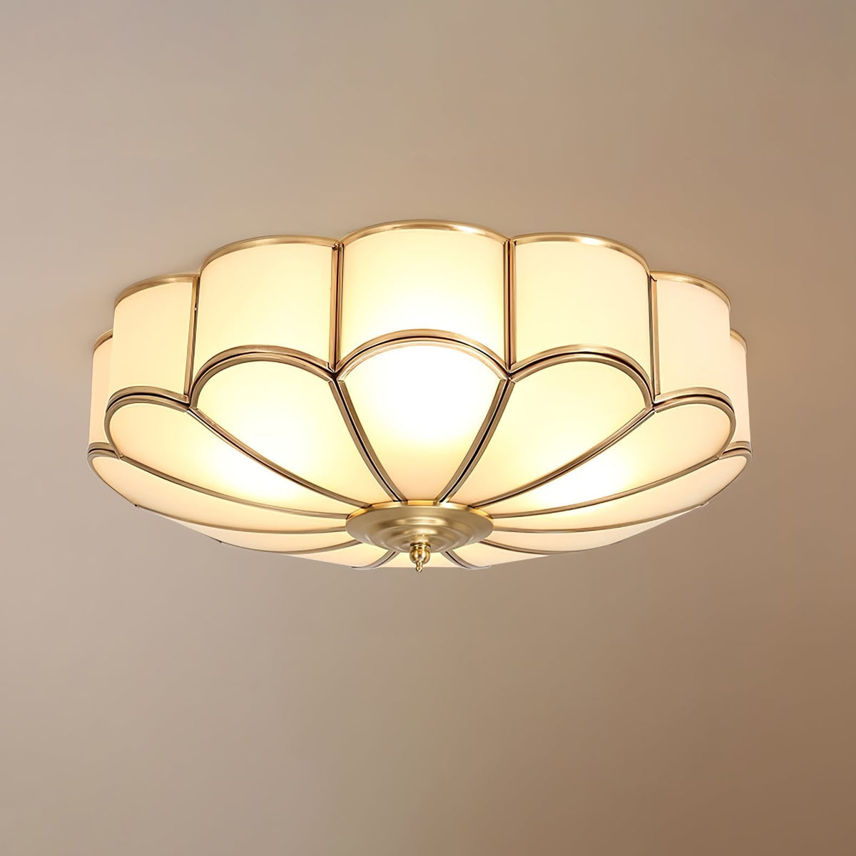 Semi Flush Mount Ceiling Light with Floral Petal Design and Frosted Glass - Image 42