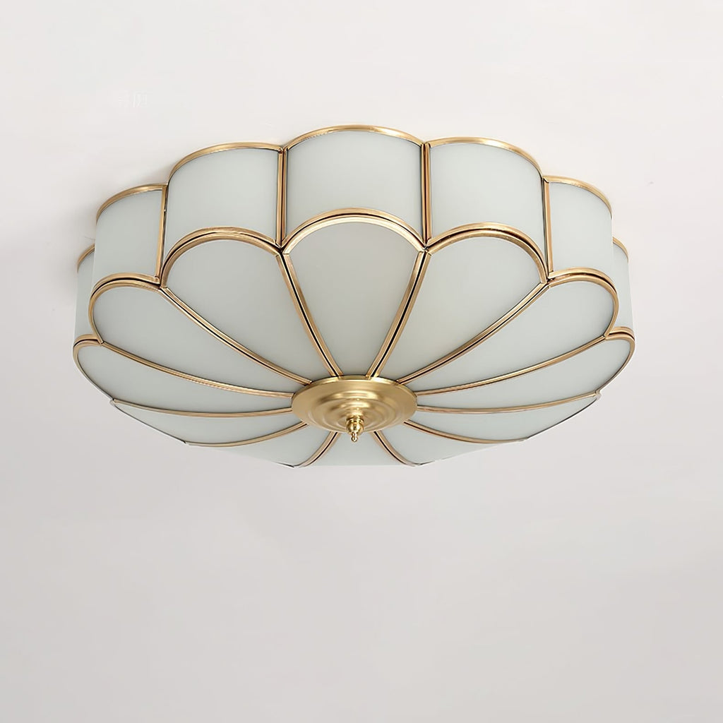 Semi Flush Mount Ceiling Light with Floral Petal Design and Frosted Glass - Image 43