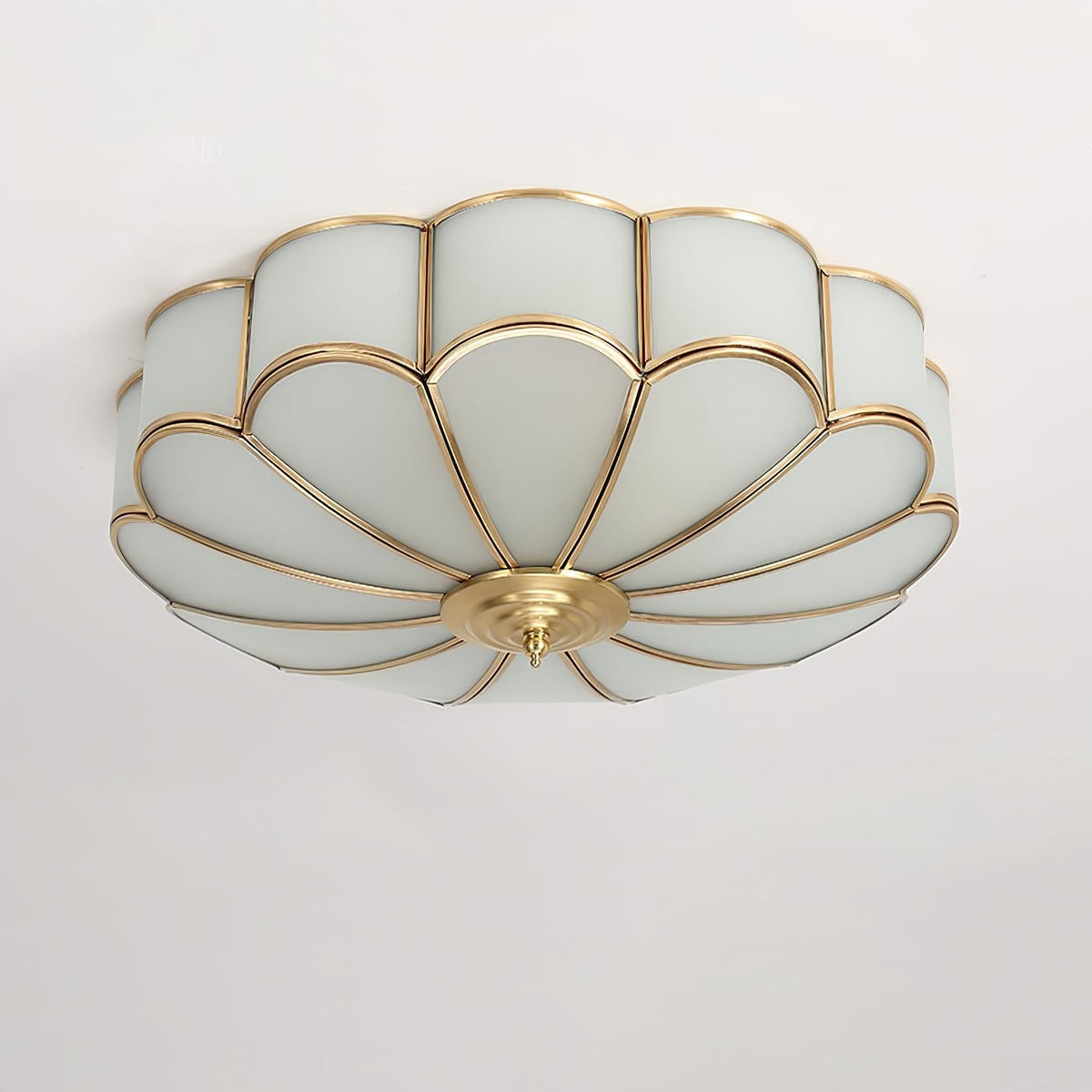 Semi Flush Mount Ceiling Light with Floral Petal Design and Frosted Glass - Image 43
