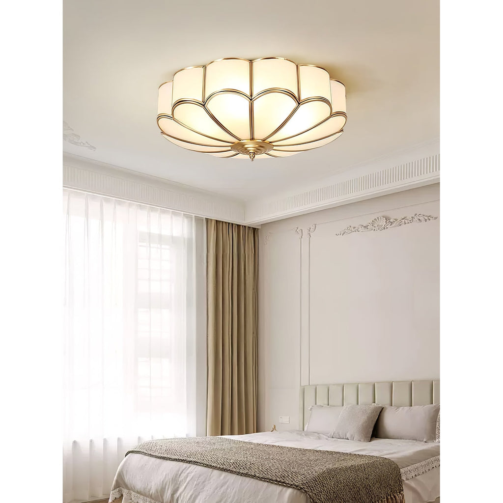 Semi Flush Mount Ceiling Light with Floral Petal Design and Frosted Glass - Image 45