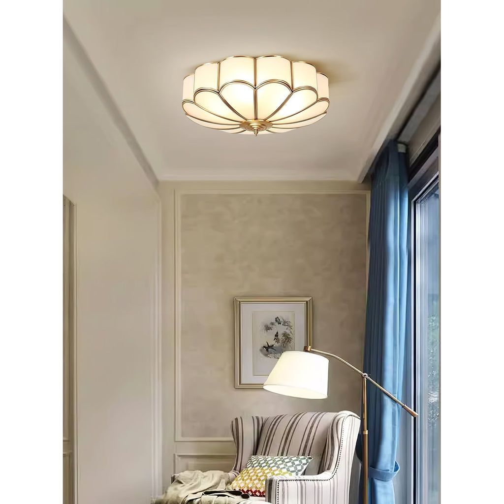 Semi Flush Mount Ceiling Light with Floral Petal Design and Frosted Glass - Image 46