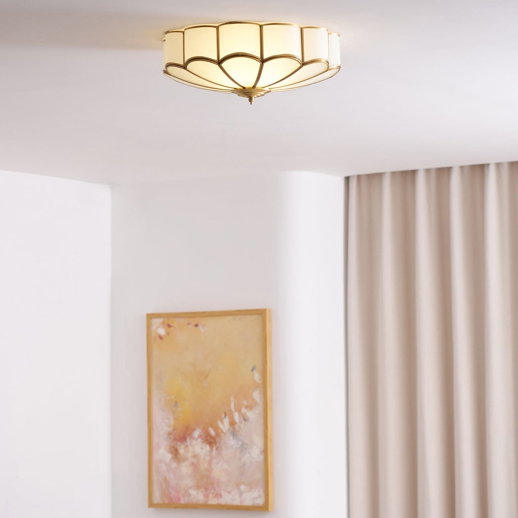 Semi Flush Mount Ceiling Light with Floral Petal Design and Frosted Glass - Image 47