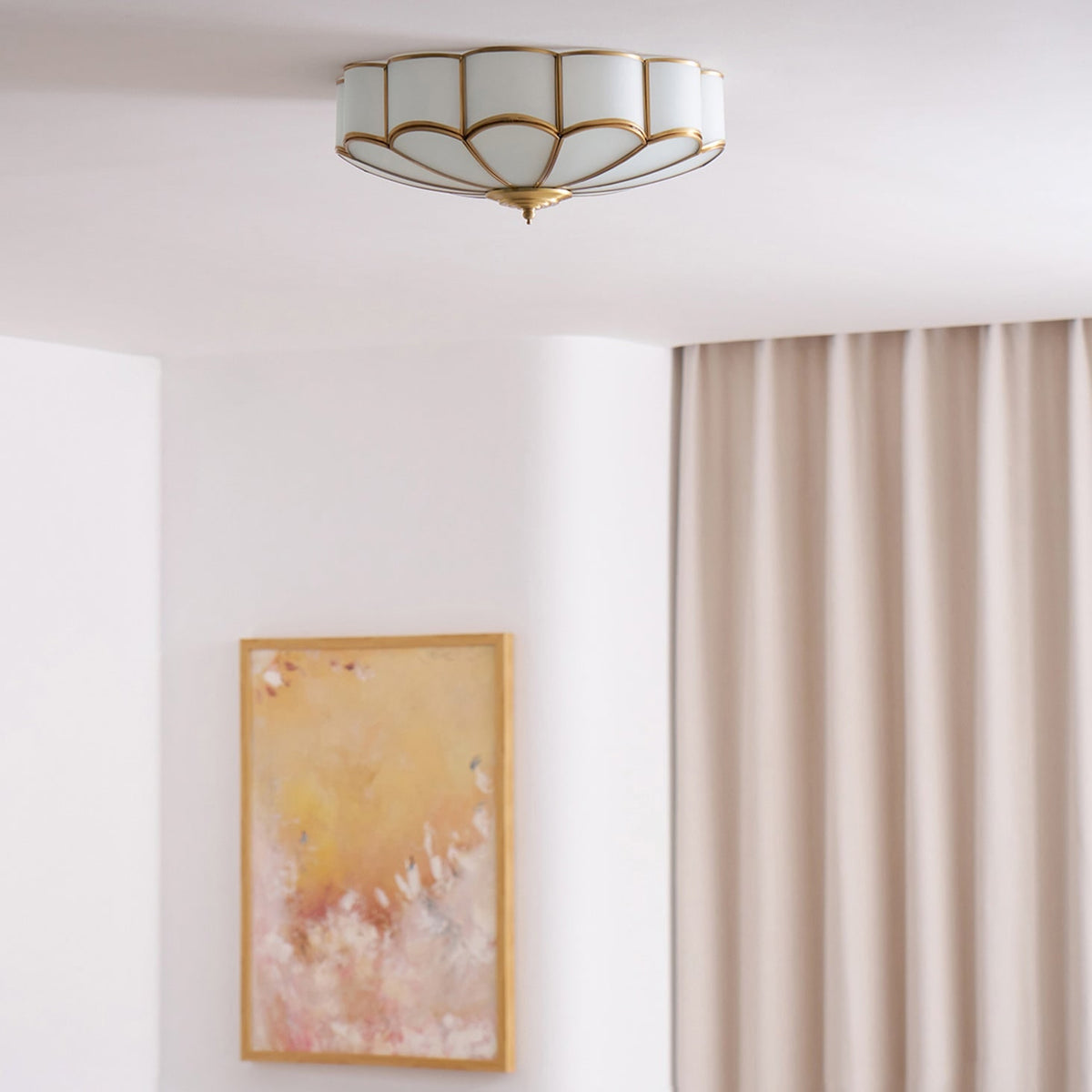 Semi Flush Mount Ceiling Light with Floral Petal Design and Frosted Glass - Image 48