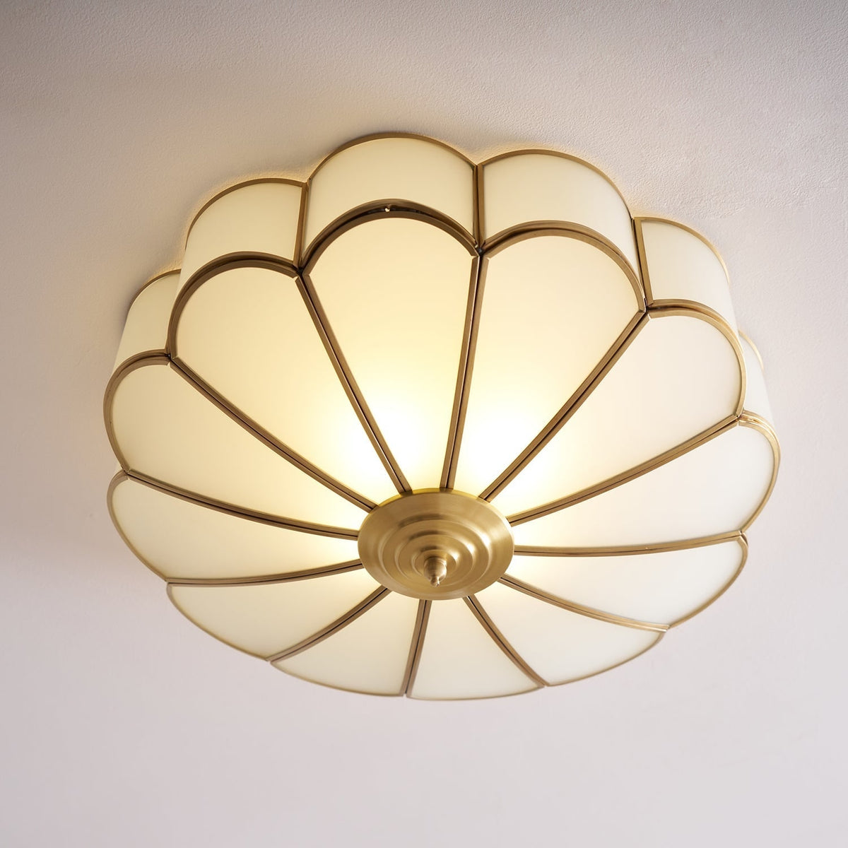 Semi Flush Mount Ceiling Light with Floral Petal Design and Frosted Glass - Image 50