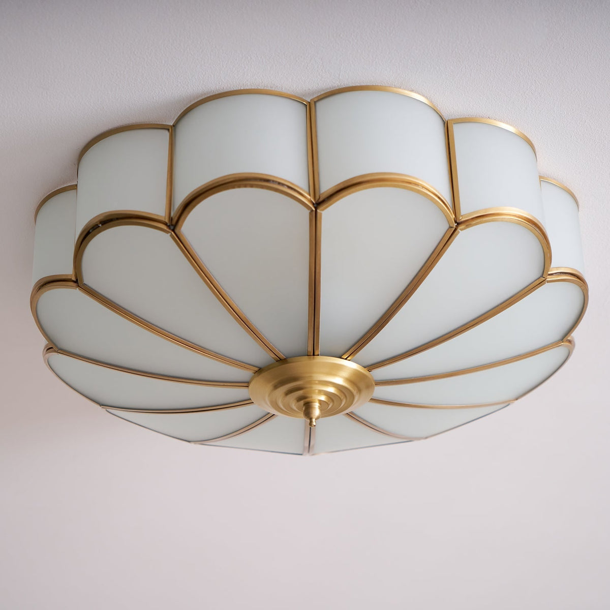 Semi Flush Mount Ceiling Light with Floral Petal Design and Frosted Glass - Image 51