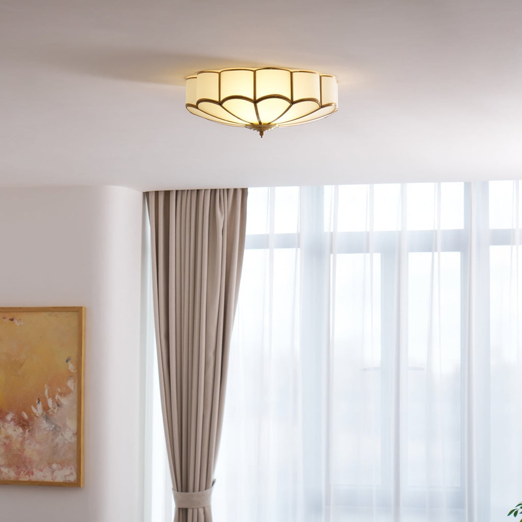 Semi Flush Mount Ceiling Light with Floral Petal Design and Frosted Glass - Image 53
