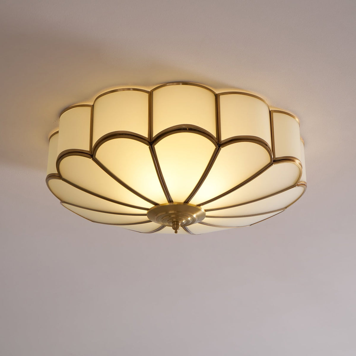 Semi Flush Mount Ceiling Light with Floral Petal Design and Frosted Glass - Image 55