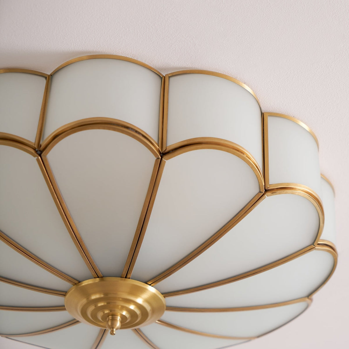 Semi Flush Mount Ceiling Light with Floral Petal Design and Frosted Glass - Image 56