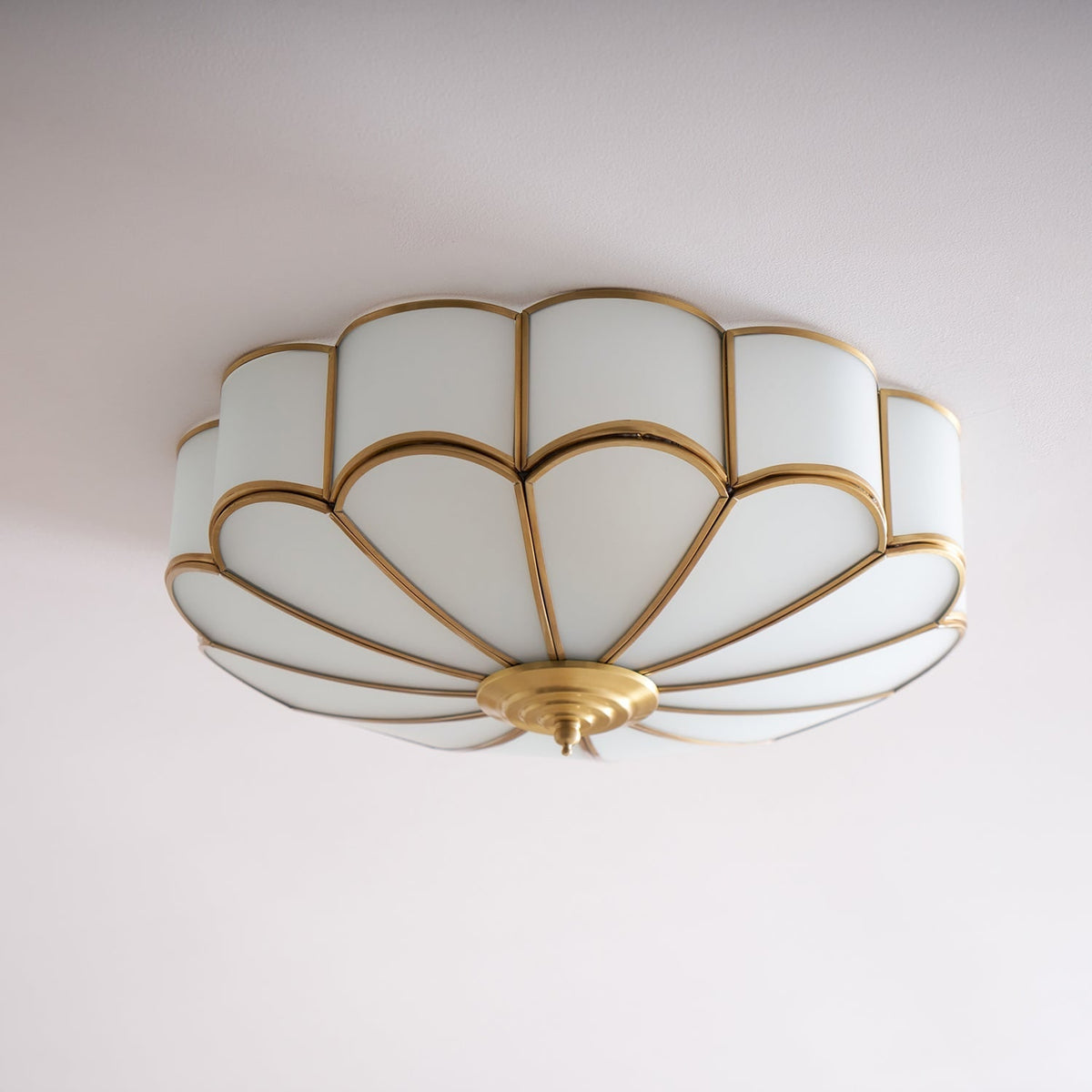 Semi Flush Mount Ceiling Light with Floral Petal Design and Frosted Glass - Image 58