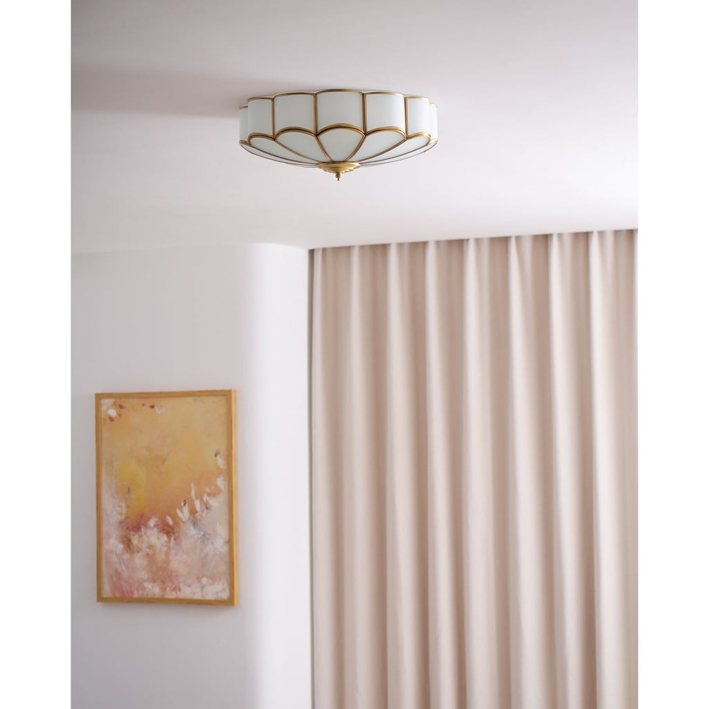 Semi Flush Mount Ceiling Light with Floral Petal Design and Frosted Glass - Image 60